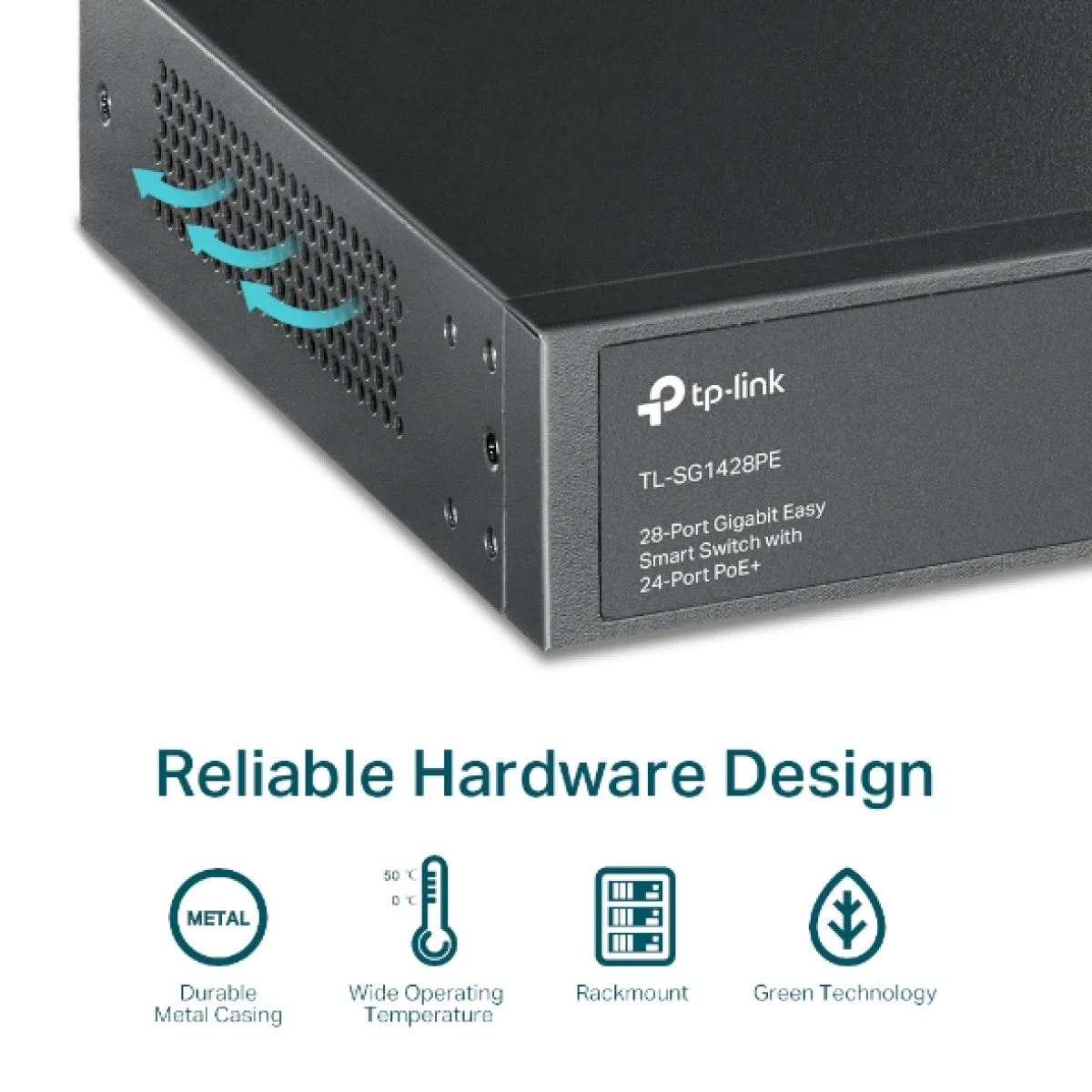 TP-Link TL-SG1428PE / Easy Smart гигабитный коммутатор с 24 портами PoE+, 2 портами без РоЕ и 2 SFP слотами