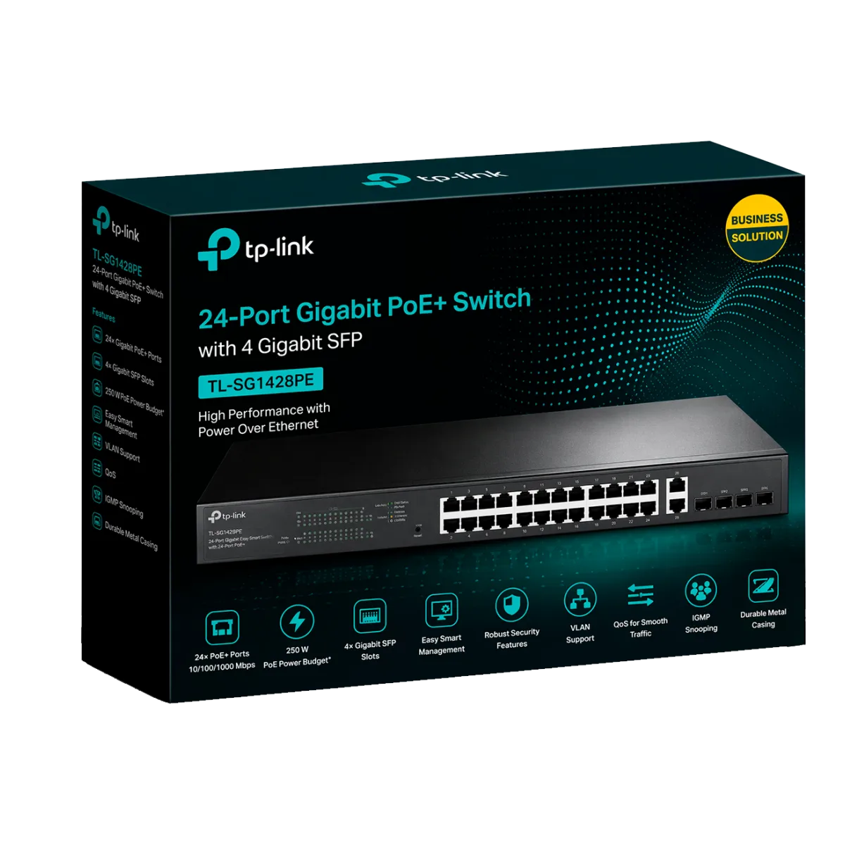 TP-Link TL-SG1428PE / Easy Smart гигабитный коммутатор с 24 портами PoE+, 2 портами без РоЕ и 2 SFP слотами