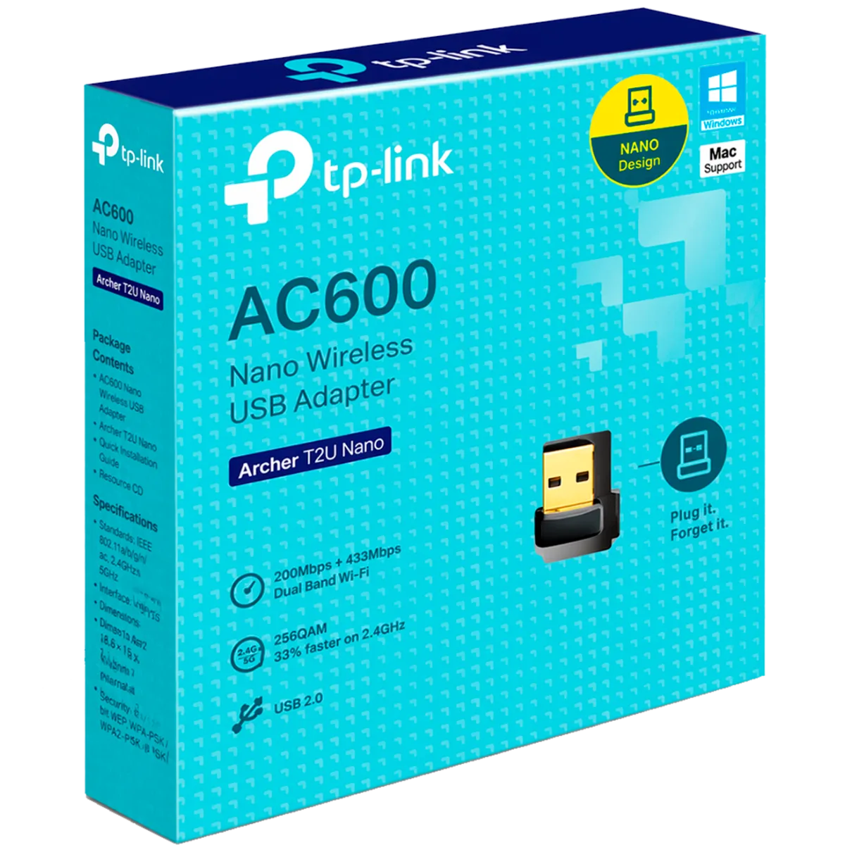 TP-Link Archer T2U Nano / AC600 Двухдиапазонный беспроводной USB-адаптер Wi-Fi
