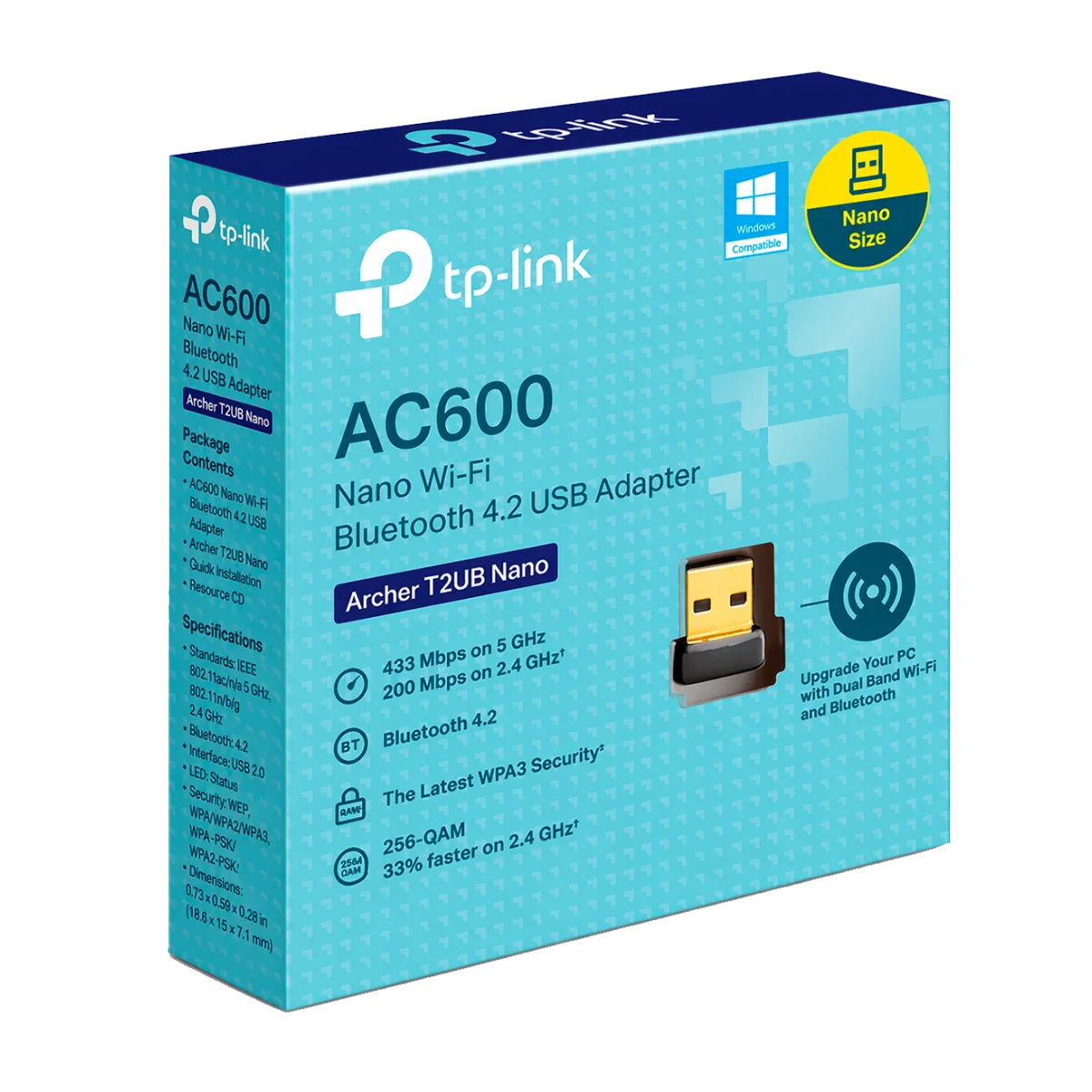 TP-Link Archer T2UB Nano / AC600 Двухдиапазонный беспроводной USB-адаптер Wi-Fi с поддержкой Bluetooth 4.2