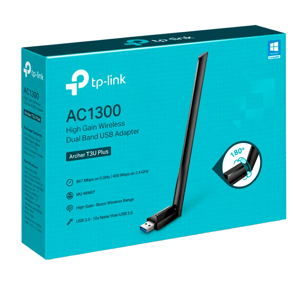 TP-Link Archer T3U Plus / AC1300 Двухдиапазонный беспроводной USB-адаптер Wi-Fi высокого усиления