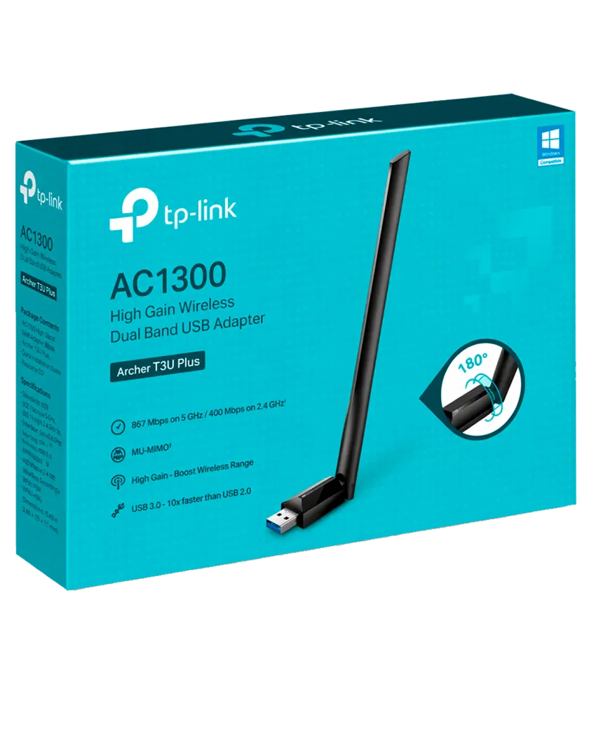 TP-Link Archer T3U Plus / AC1300 Двухдиапазонный беспроводной USB-адаптер Wi-Fi высокого усиления