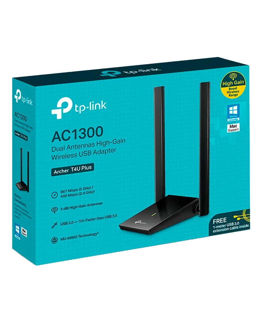 TP-Link Archer T4U Plus / AC1300 Двухдиапазонный беспроводной USB-адаптер Wi-Fi высокого усиления