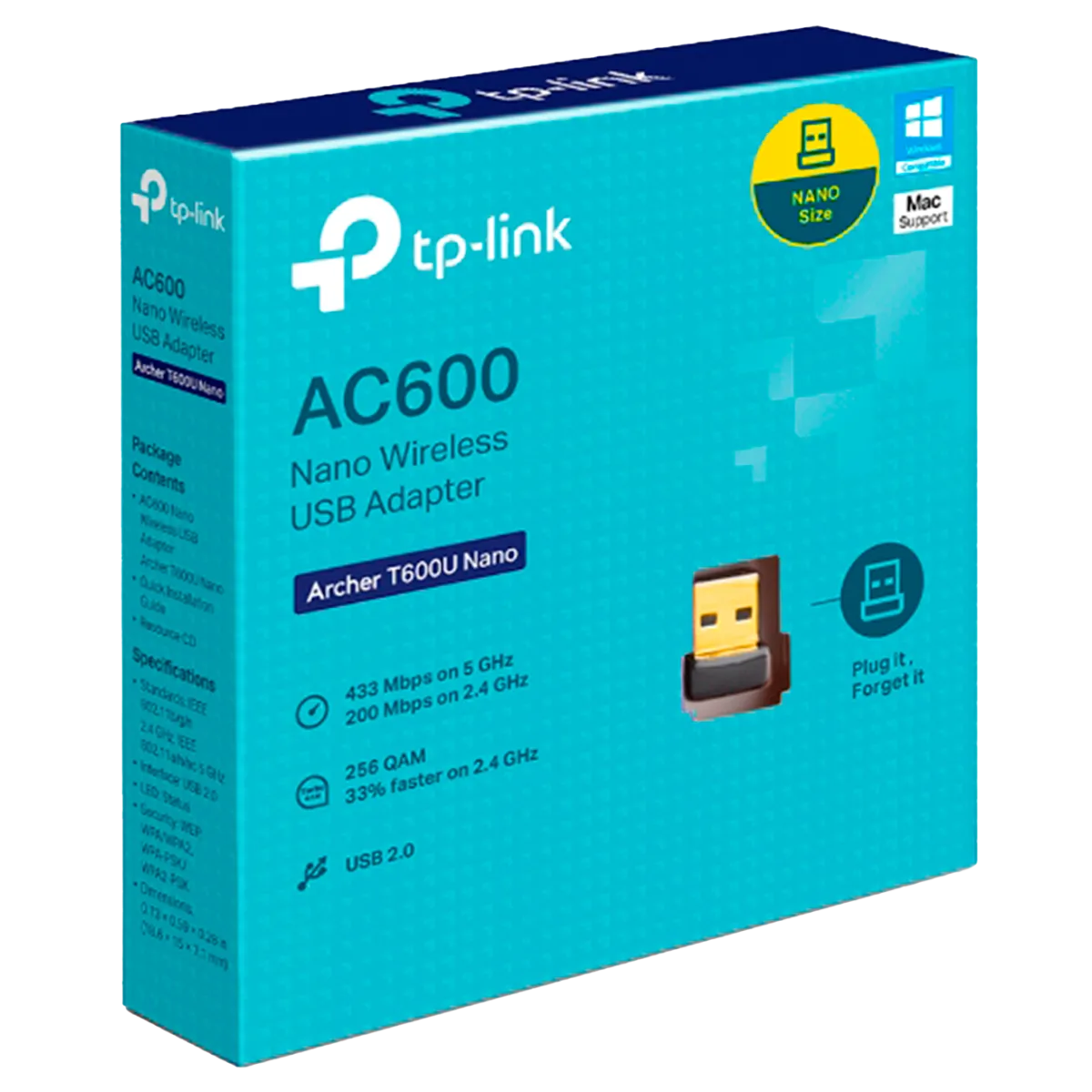 TP-Link Archer T600U Nano / AC600 Двухдиапазонный беспроводной nano USB-адаптер Wi-Fi
