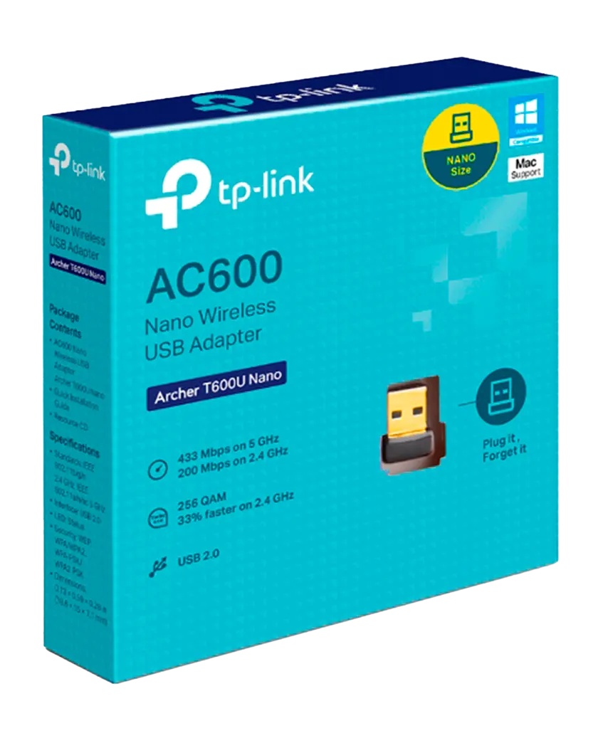 TP-Link Archer T600U Nano / AC600 Двухдиапазонный беспроводной nano USB-адаптер Wi-Fi