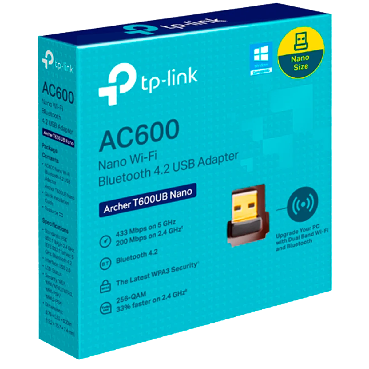 TP-Link Archer T600UB Nano / AC600 Двухдиапазонный беспроводной nano USB-адаптер Wi-Fi с поддержкой Bluetooth 4.2