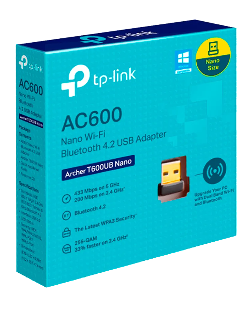 TP-Link Archer T600UB Nano / AC600 Двухдиапазонный беспроводной nano USB-адаптер Wi-Fi с поддержкой Bluetooth 4.2