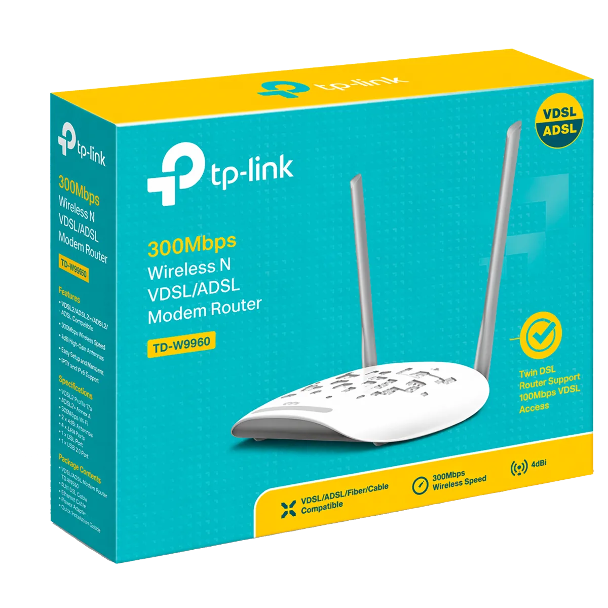 TP-Link TD-W9960 / N300 Беспроводной модем-маршрутизатор VDSL/ADSL стандарта N со скоростью 300 Мбит/с