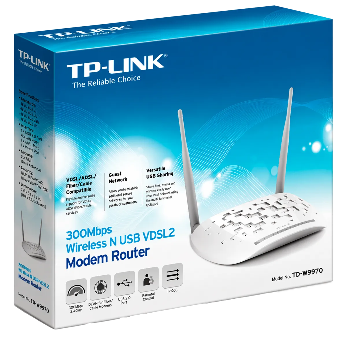 TP-Link TD-W9970 / N300 Беспроводной маршрутизатор со встроенным VDSL/ADSL-модемом и USB-портом