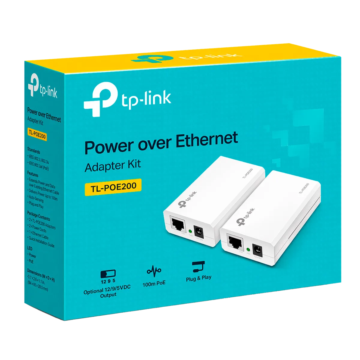 TP-Link Omada TL-PoE200 / Комплект адаптеров Power over Ethernet (PoE-инжектор+сплиттер)