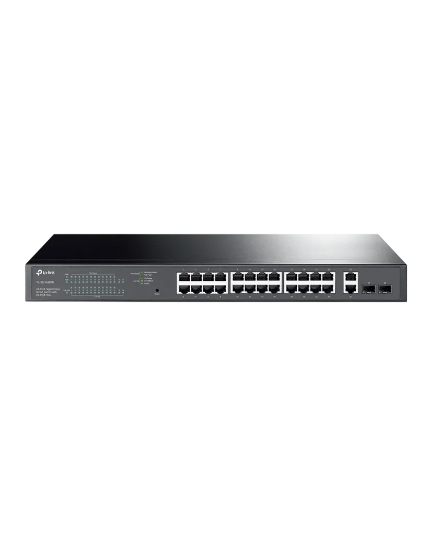 TP-Link TL-SG228PE / 28-портовый гигабитный Easy Managed коммутатор с 24 портами PoE+ и 2 SFP