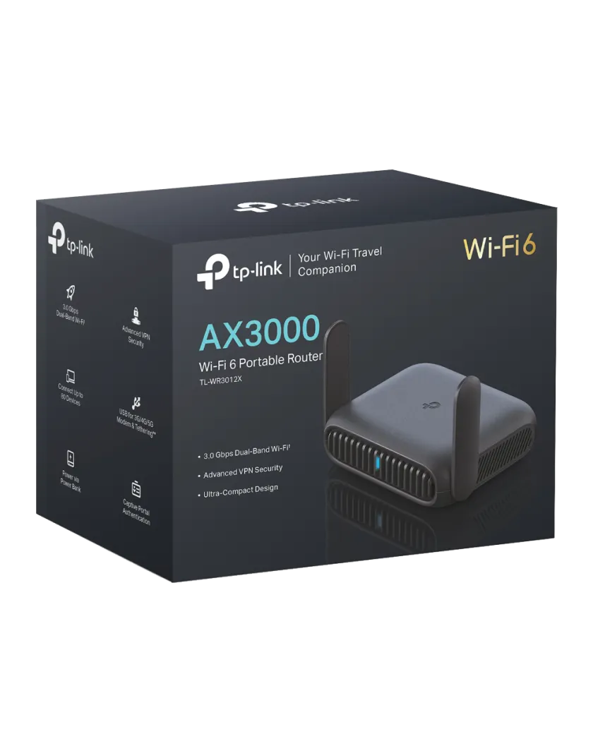 TP-Link TL-WR3012X / AX3000 Портативный двухдиапазонный роутер Wi-Fi 6 с 2.5GbE, USB-C и WireGuard VPN
