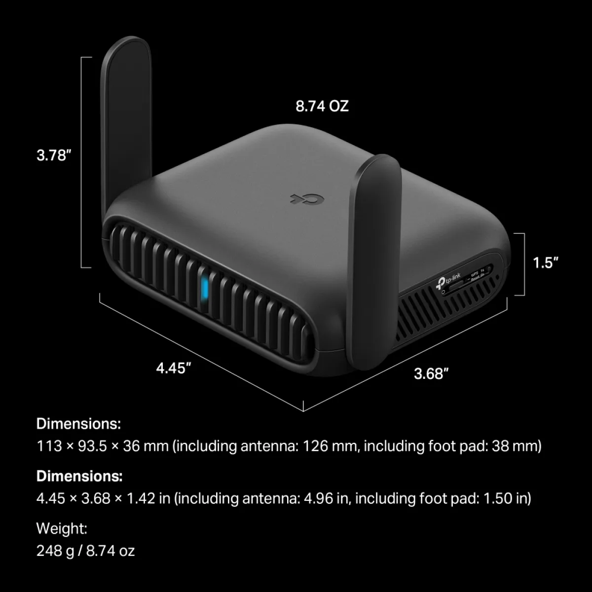 TP-Link TL-WR3602BE / BE3600 Портативный двухдиапазонный роутер Wi-Fi 7 с MLO, 2.5GbE, USB-C и WireGuard VPN