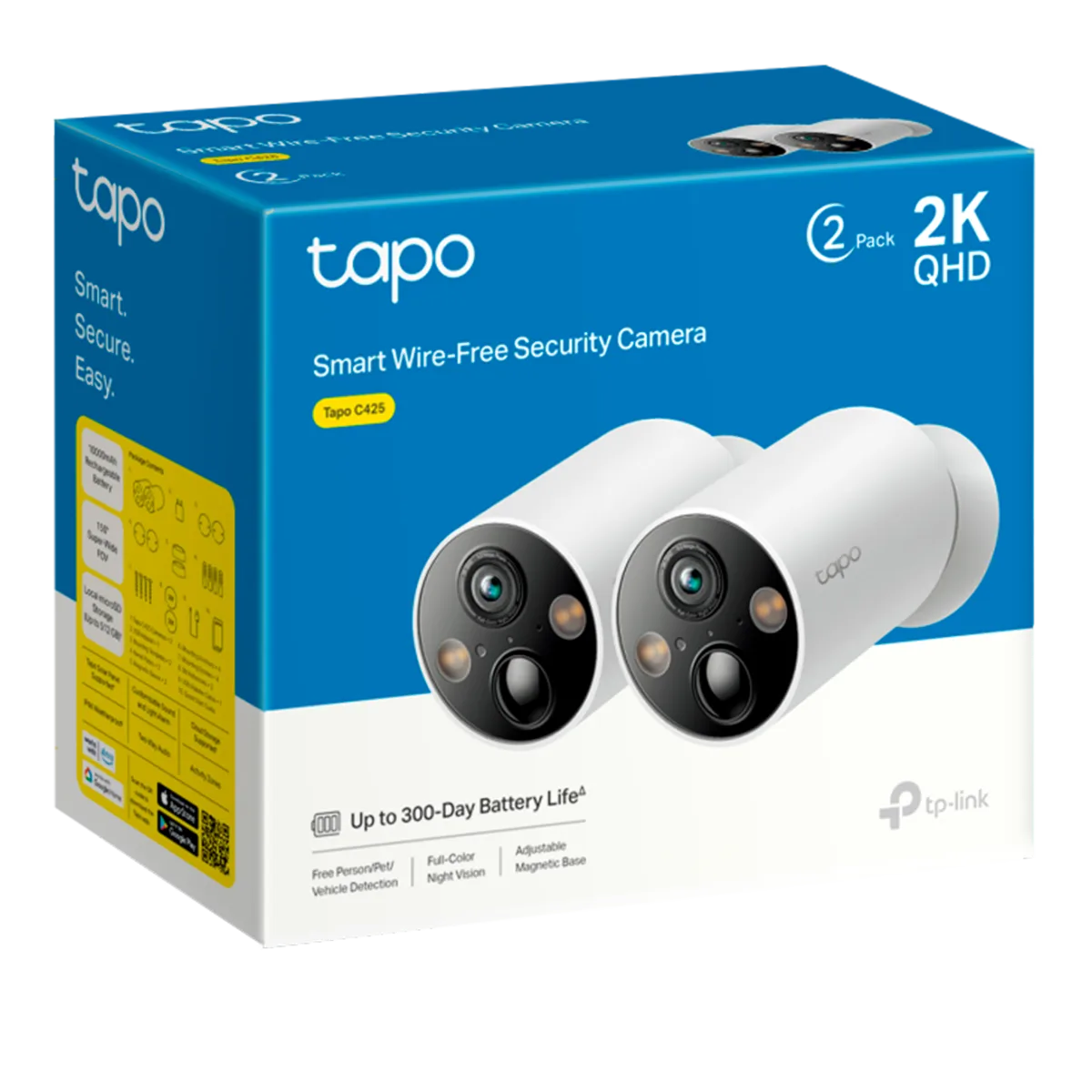 TP-Link Tapo C425 (2-pack) / Умная внутренняя/наружная камера с аккумулятором и поддержкой ИИ