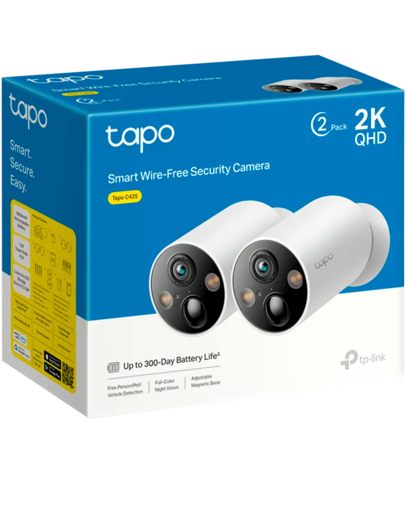 TP-Link Tapo C425 (2-pack) / Умная внутренняя/наружная камера с аккумулятором и поддержкой ИИ