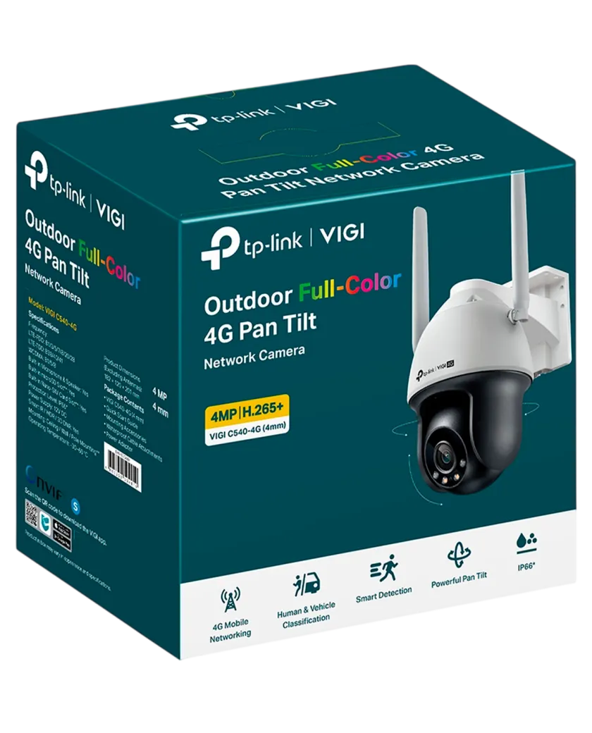 TP-Link VIGI C540-4G (4мм) / 4MP ColorPro Уличная поворотно-наклонная IP-камера с поддержкой 4G