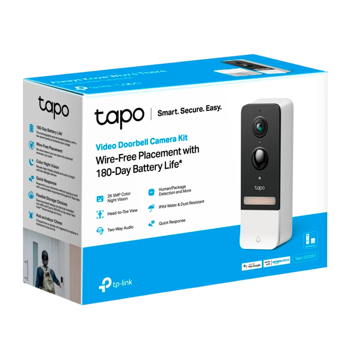 TP-Link Tapo D230S1 / Умный дверной звонок с камерой 2K 5MP, аккумулятором и центром управления