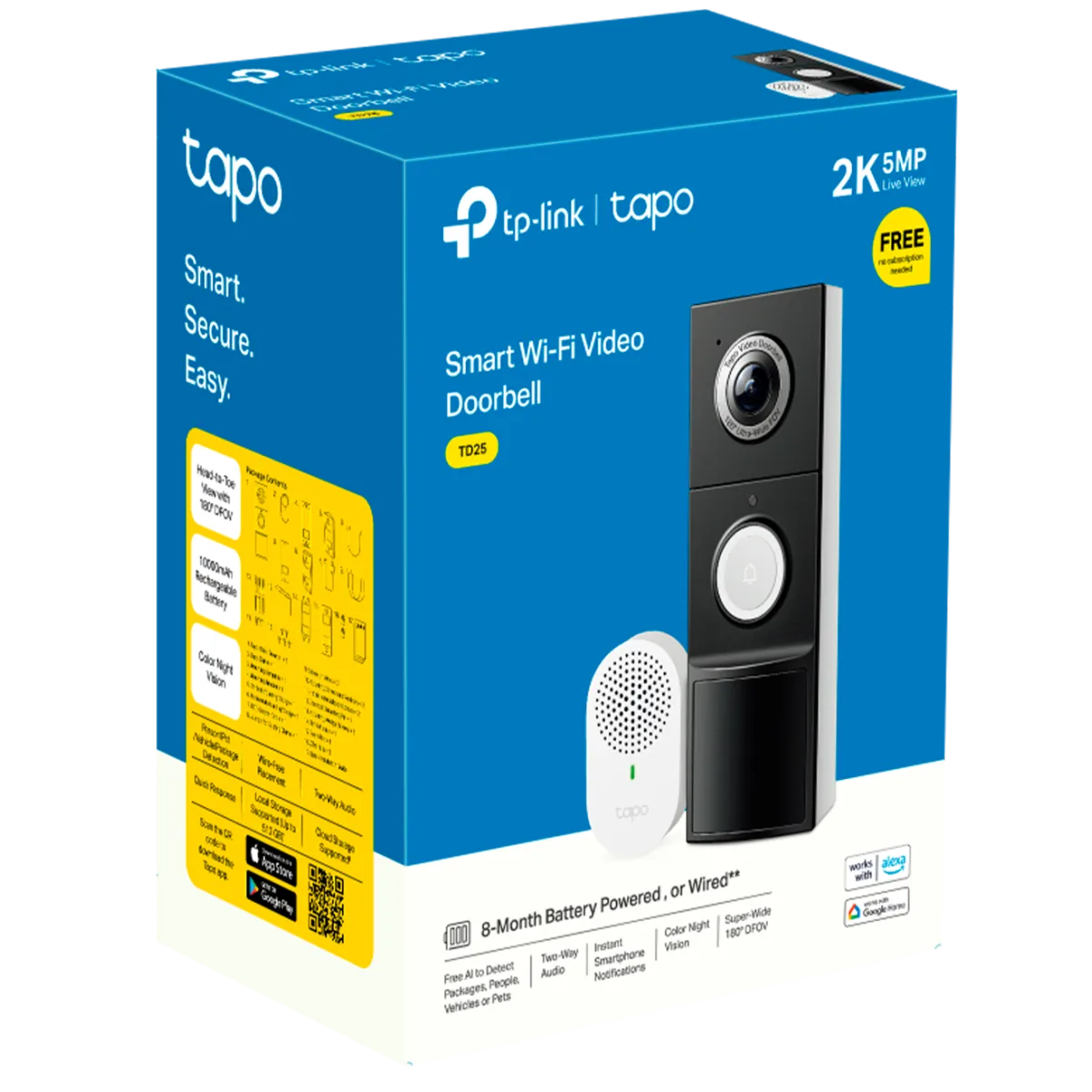 TP-Link Tapo D235 / Умный дверной звонок с камерой 2K 5MP и аккумулятором