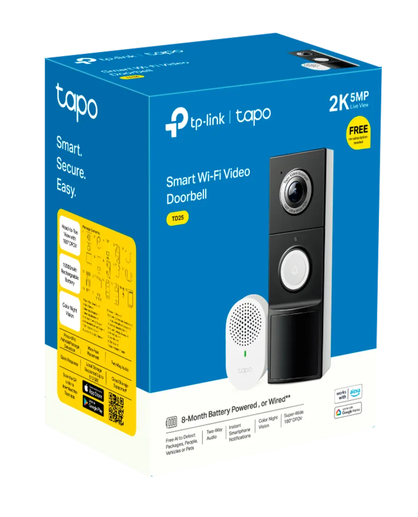 TP-Link Tapo D235 / Умный дверной звонок с камерой 2K 5MP и аккумулятором