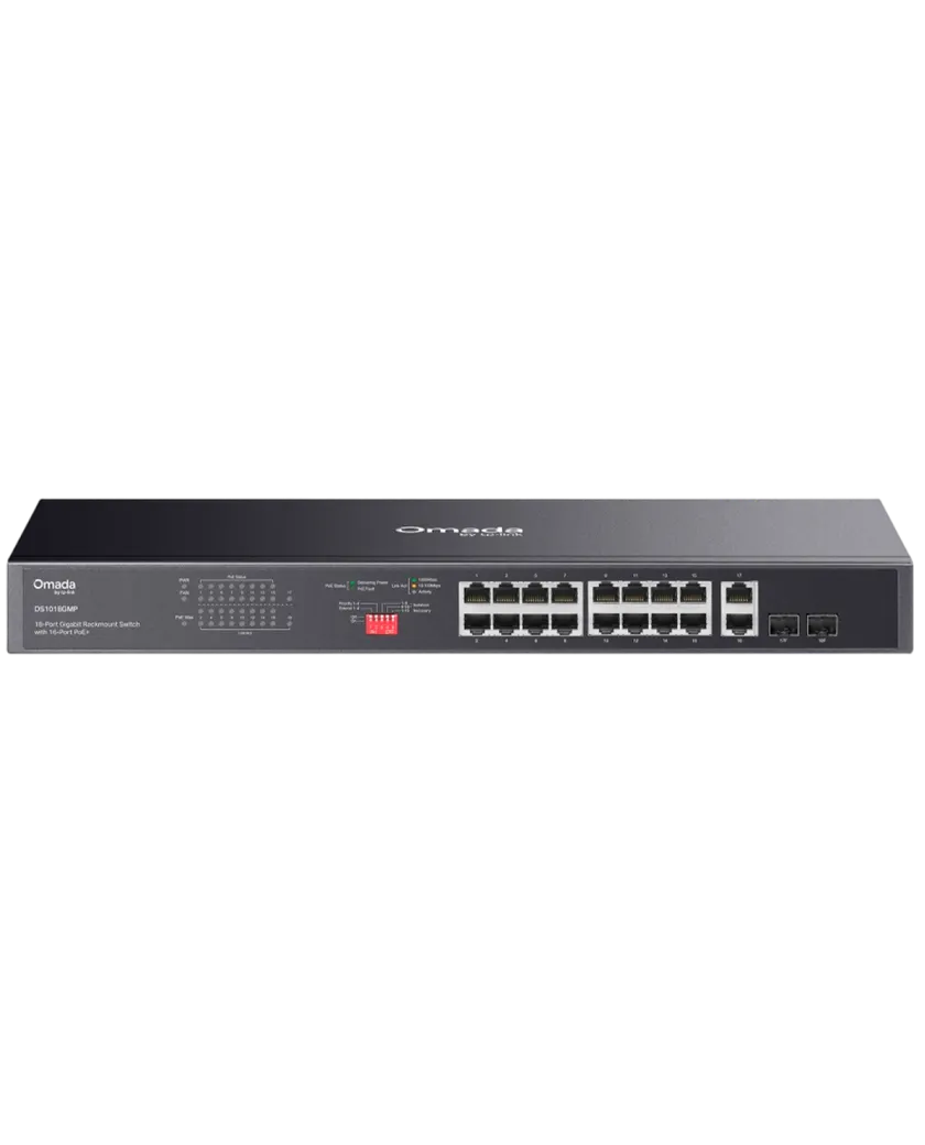 TP-Link Omada DS1018GMP / 8-портовый гигабитный неуправляемый коммутатор в стойке с 16-портовым PoE+