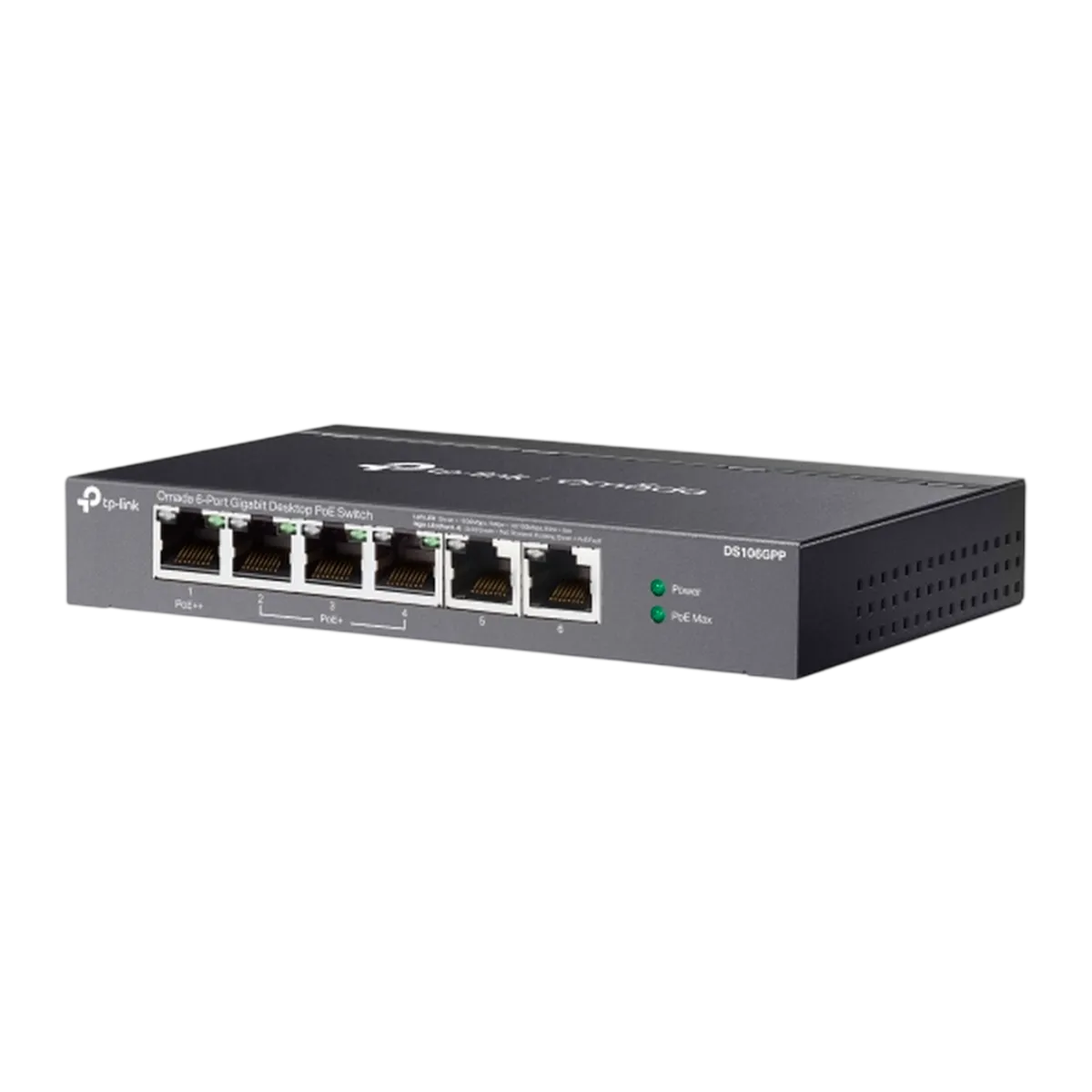 TP-Link Omada DS106GPP / 6-портовый гигабитный неуправляемый настольный коммутатор с 3-портовым PoE+ и 1-портовым PoE++