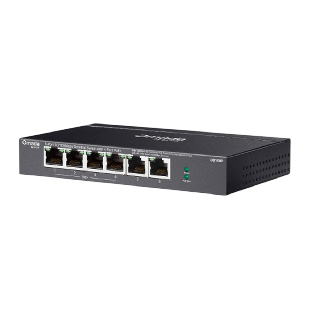 TP-Link Omada DS106P / 6-портовый 10/100 Мбит/с неуправляемый настольный коммутатор с 4-портовым PoE+