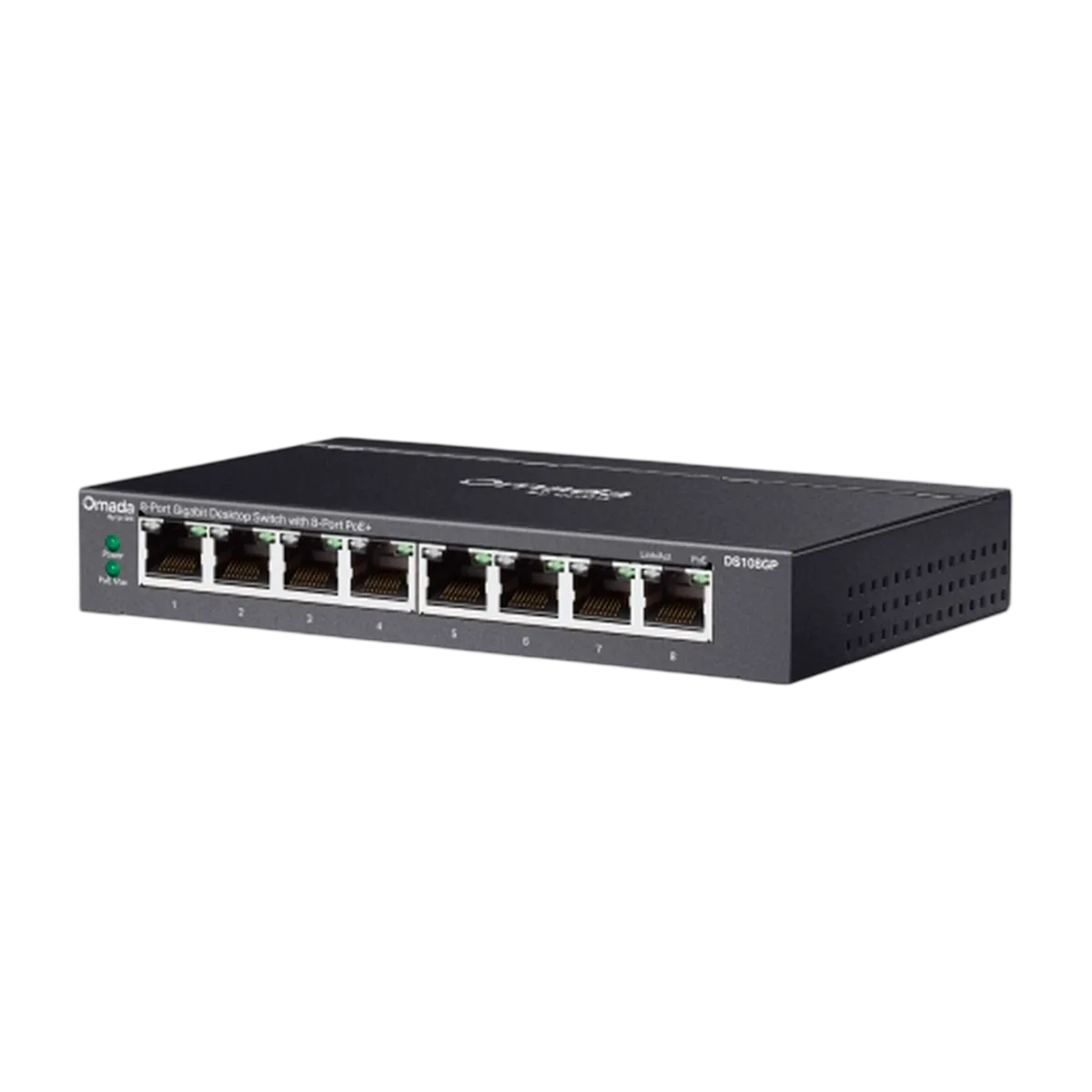 TP-Link Omada DS108GP / 8-портовый гигабитный неуправляемый рабочий коммутатор с 8-портовым PoE+