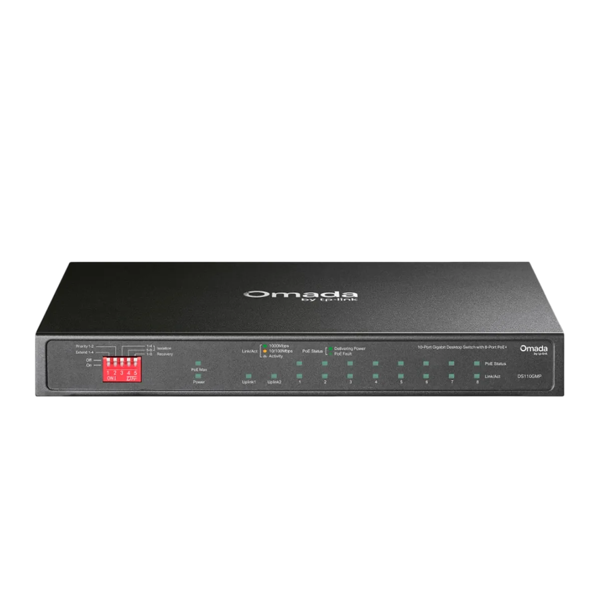 TP-Link Omada DS110GMP / 10-портовый гигабитный неуправляемый настольный коммутатор с 8-портовым PoE+