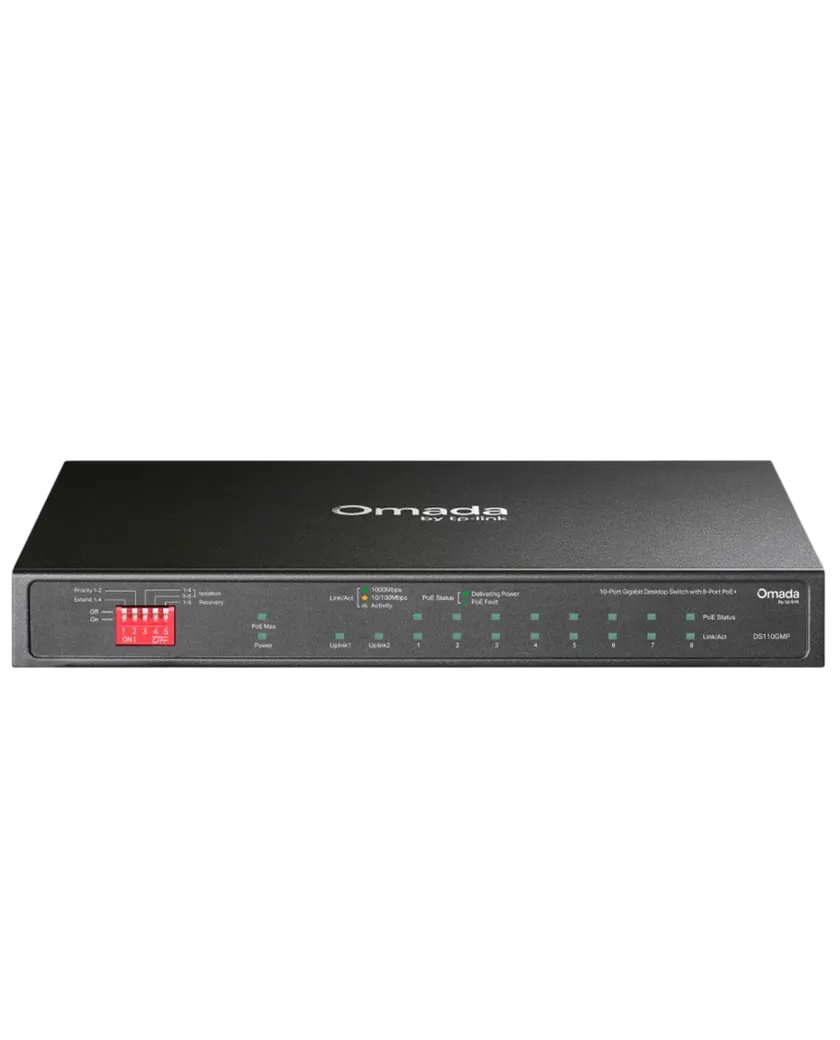 TP-Link Omada DS110GMP / 10-портовый гигабитный неуправляемый настольный коммутатор с 8-портовым PoE+