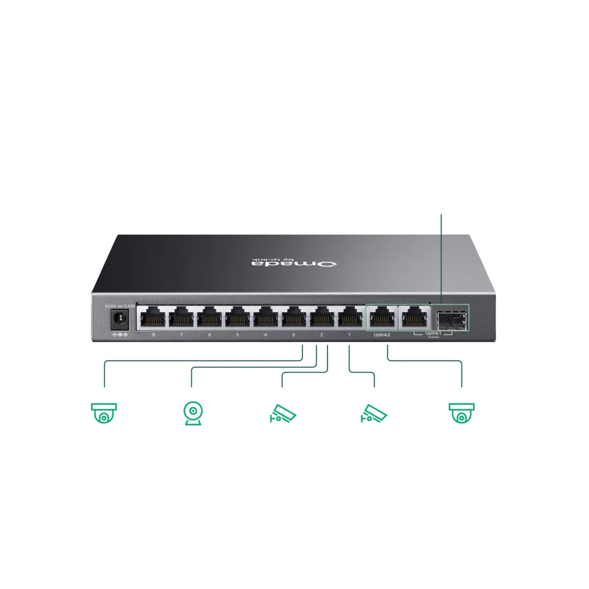 TP-Link Omada ES210GMP / Коммутатор 10-портовый гигабитный Easy Managed с 8 портами PoE+