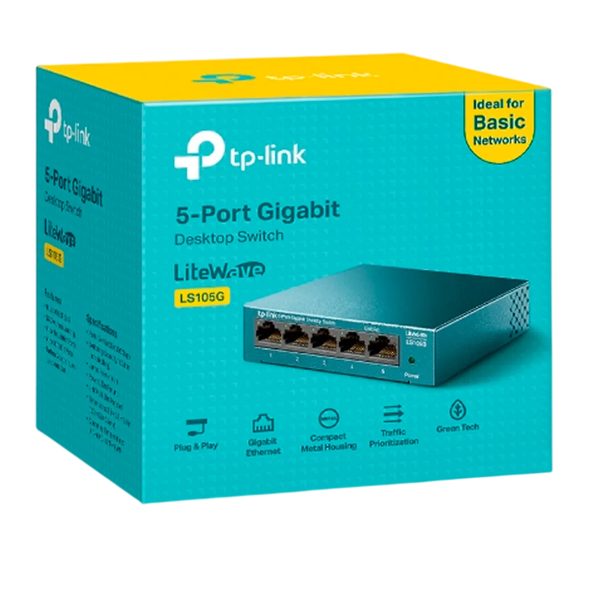 TP-Link LS105G / Коммутатор неуправляемыйс 5 портами 10/100/1000 Мбит/с