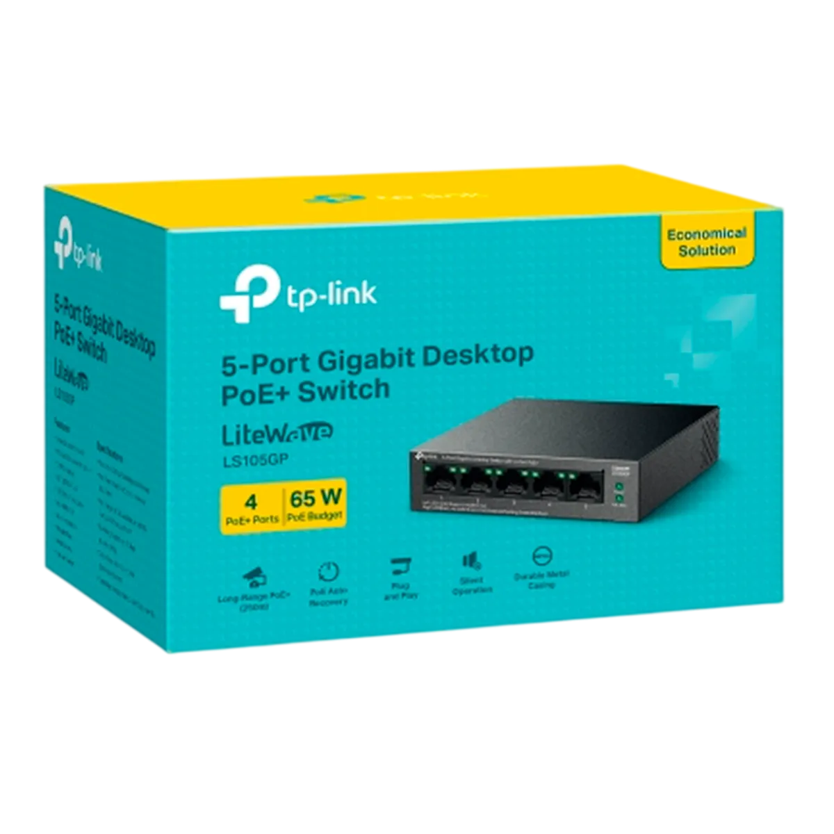 TP-Link LS105GP / Коммутатор неуправляемый гигабитный 5-портовый PoE (4 порта PoE+ и 1 порт без PoE)