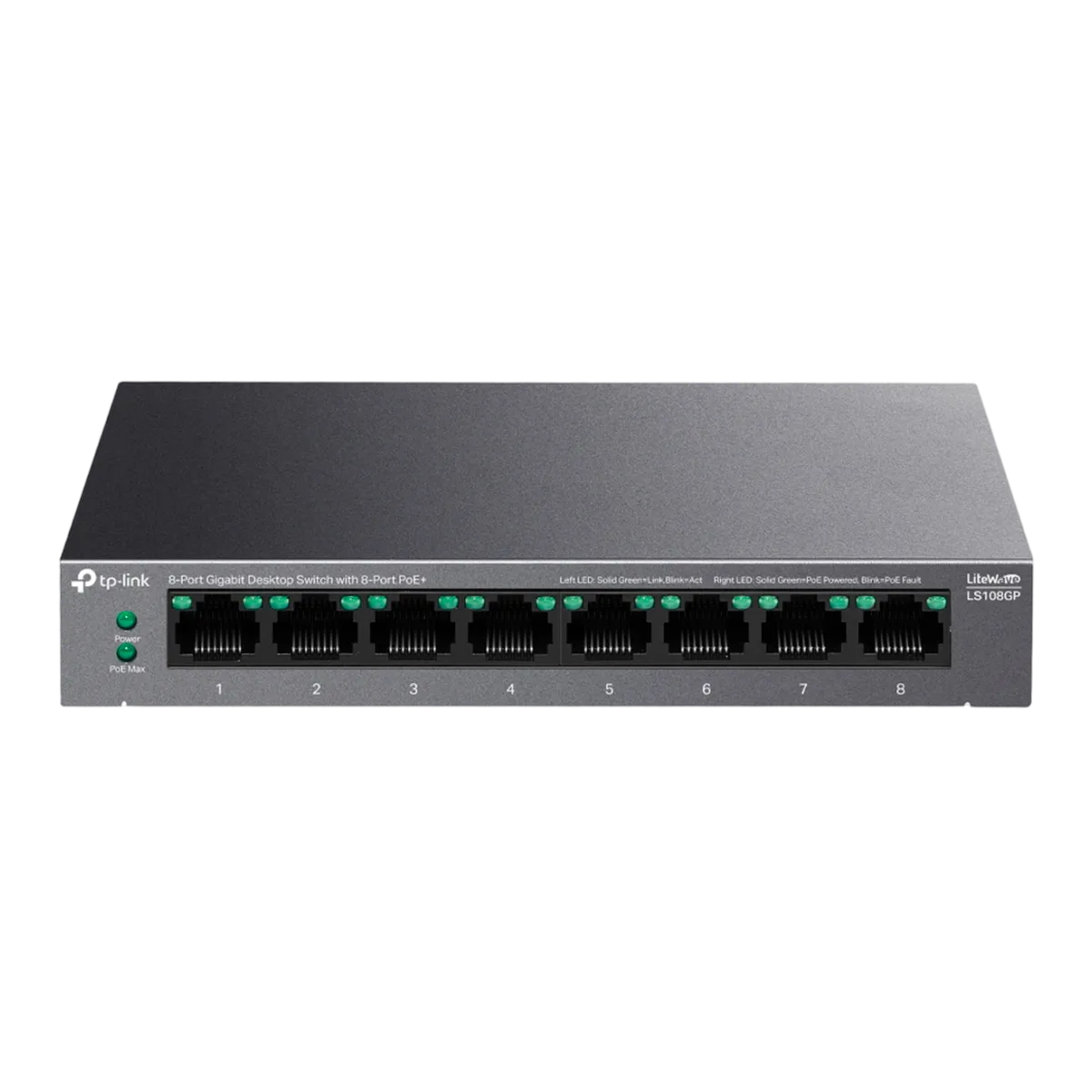 TP-Link LS108GP / Коммутатор неуправляемый гигабитный 8-портовый PoE (8 портов PoE+)