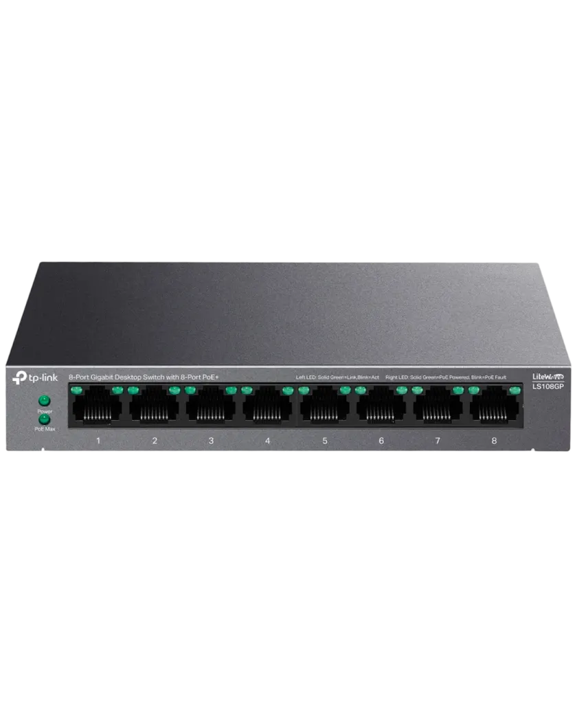 TP-Link LS108GP / Коммутатор неуправляемый гигабитный 8-портовый PoE (8 портов PoE+)