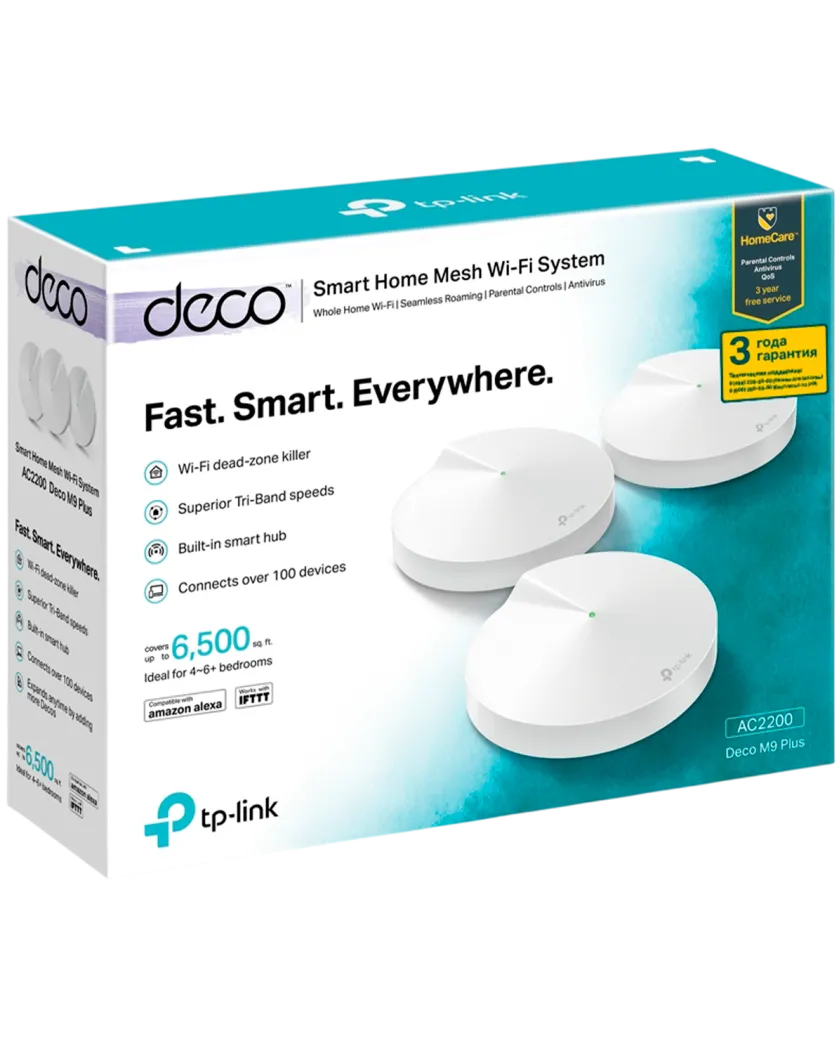 TP-Link Deco M9 Plus (3-Pack) / AC2200 Mesh-система Wi-Fi 5 с поддержкой IoT