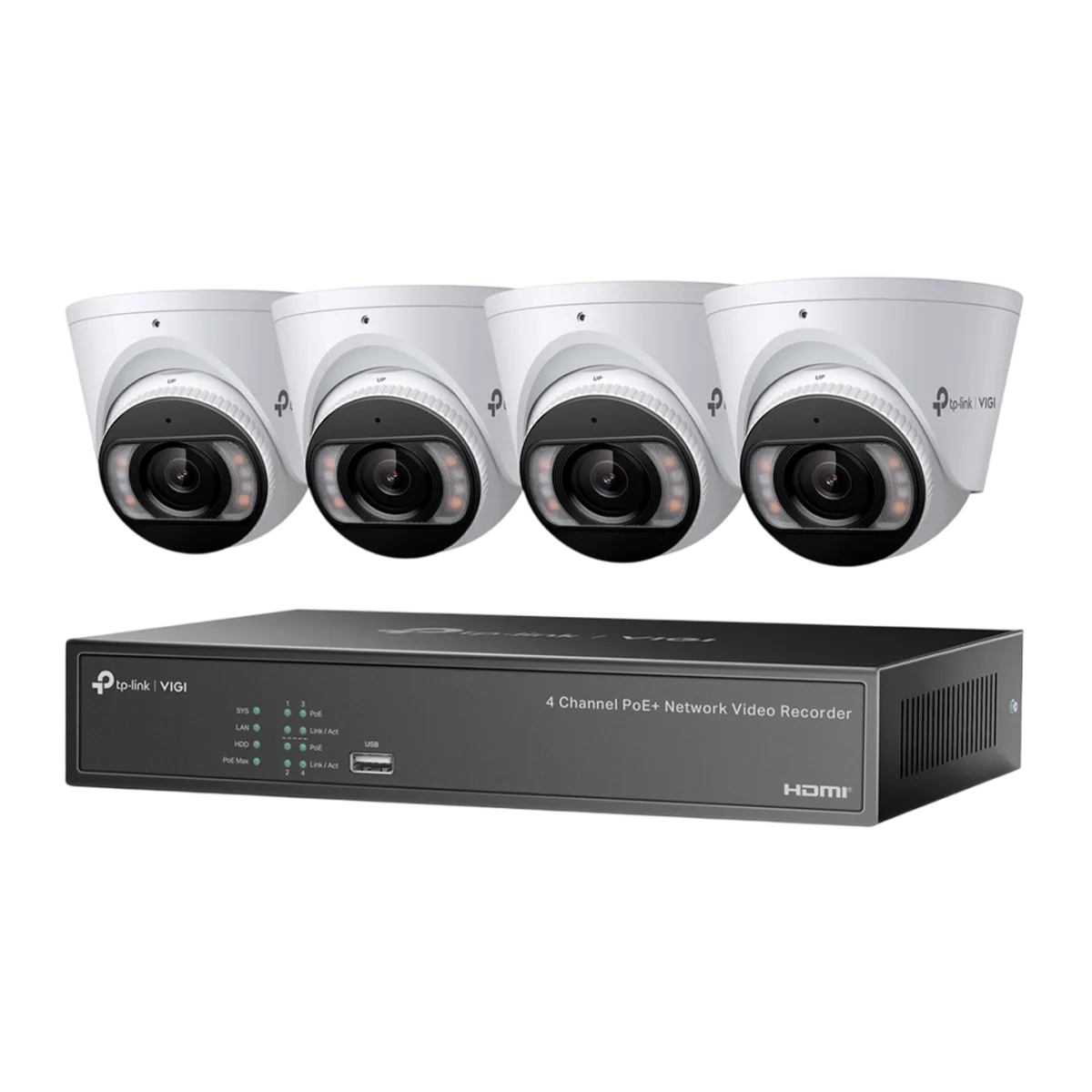 TP-Link VIGI NK4P-T4425-2T / Комплект 4MP Full-Color турельная IPC & 4 канальный PoE+ NVR
