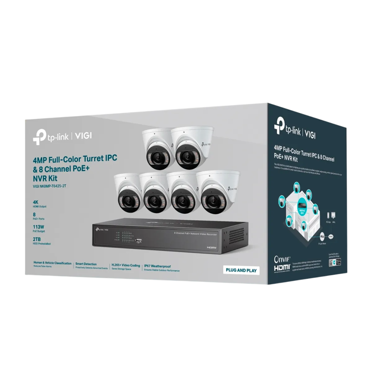TP-Link VIGI NK8MP-T6425-2T / Комплект 4MP Full-Color турельная IPC & 8 канальный PoE+ NVR