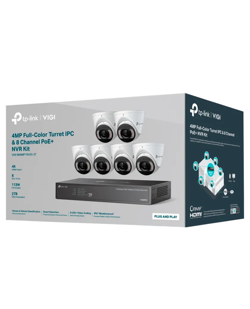 TP-Link VIGI NK8MP-T6425-2T / Комплект 4MP Full-Color турельная IPC & 8 канальный PoE+ NVR