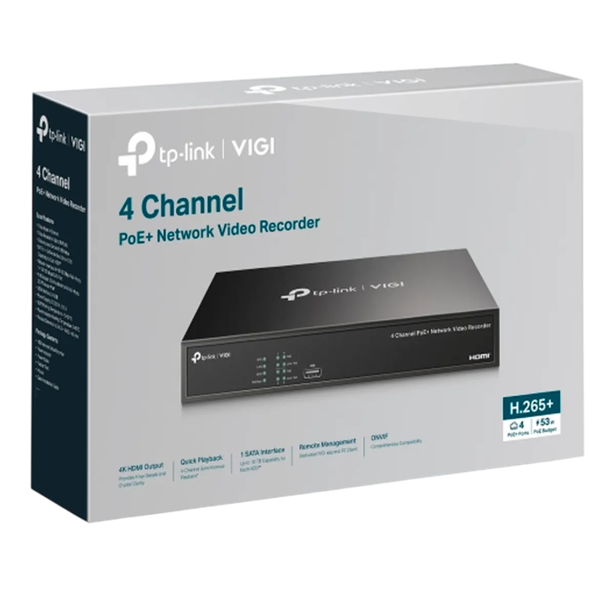 TP-Link VIGI NVR1004H-4P-2TB / 4-канальный сетевой видеорегистратор с поддержкой PoE+