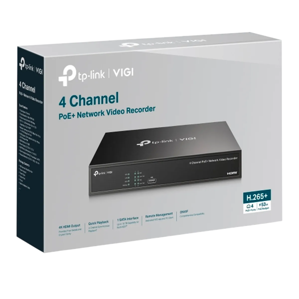 TP-Link VIGI NVR1004H-4P / 4-канальный сетевой видеорегистратор с поддержкой PoE+