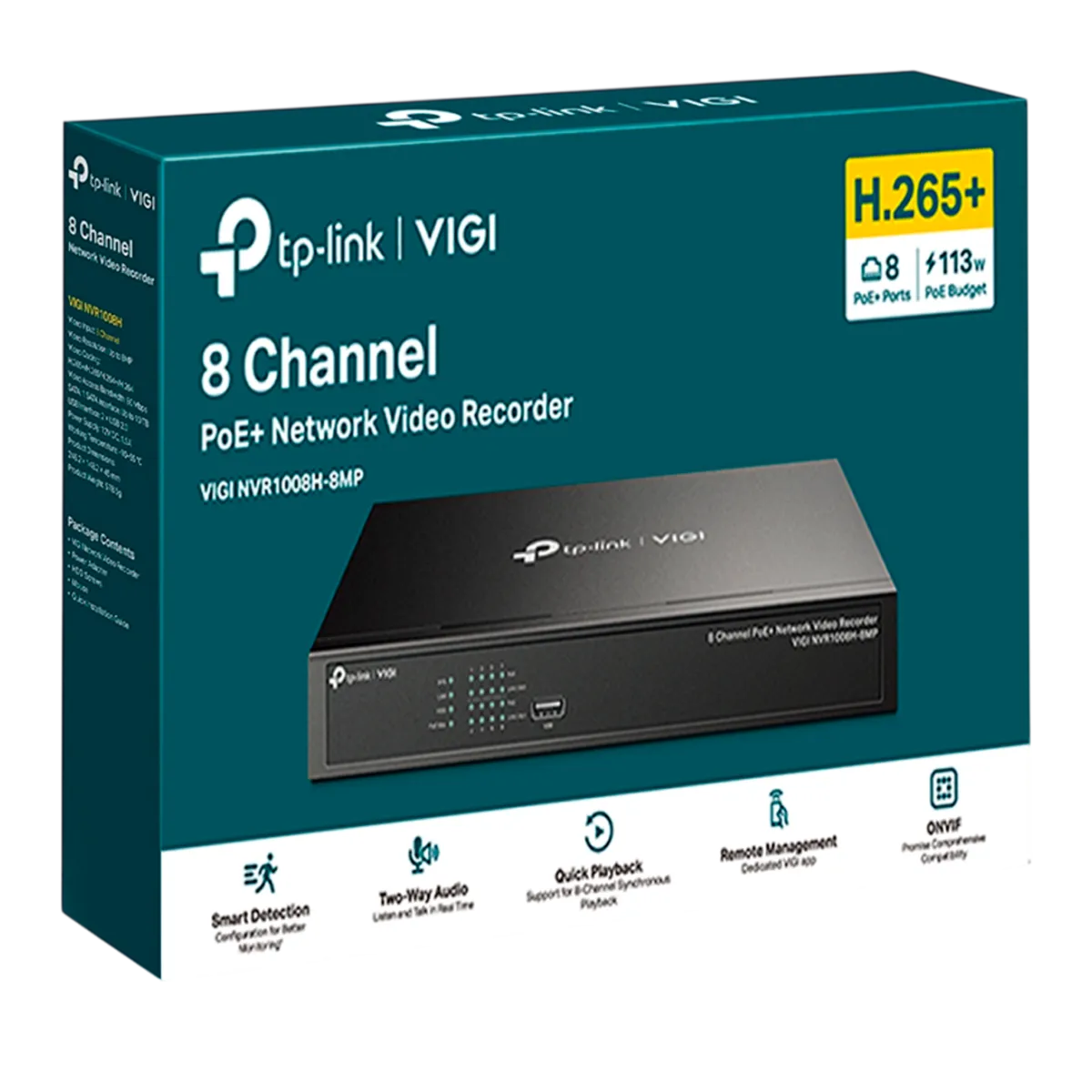 TP-Link VIGI NVR1008H-8MP / 8-канальный сетевой видеорегистратор с поддержкой PoE+