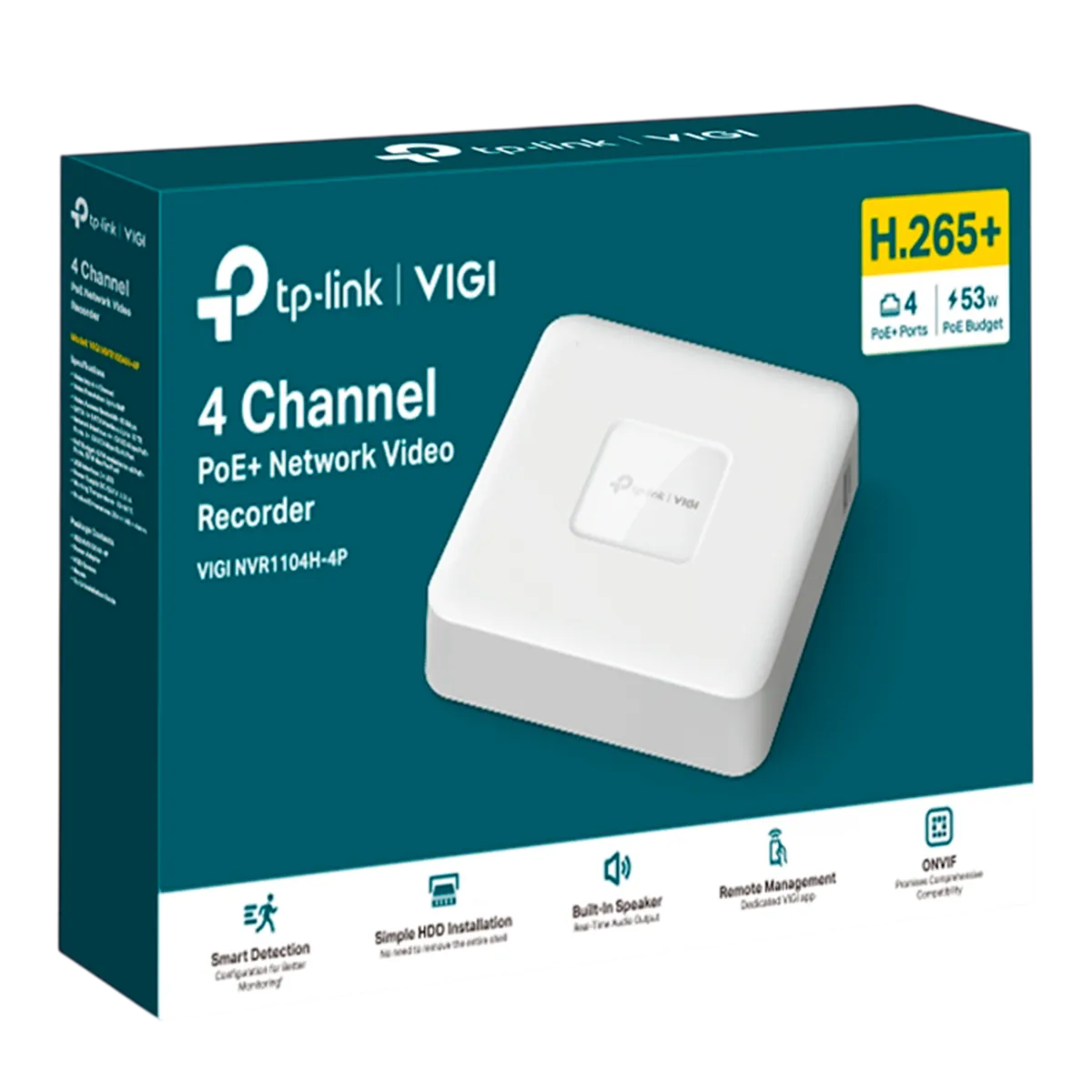 TP-Link VIGI NVR1104H-4P / 4-канальный сетевой видеорегистратор с поддержкой PoE+