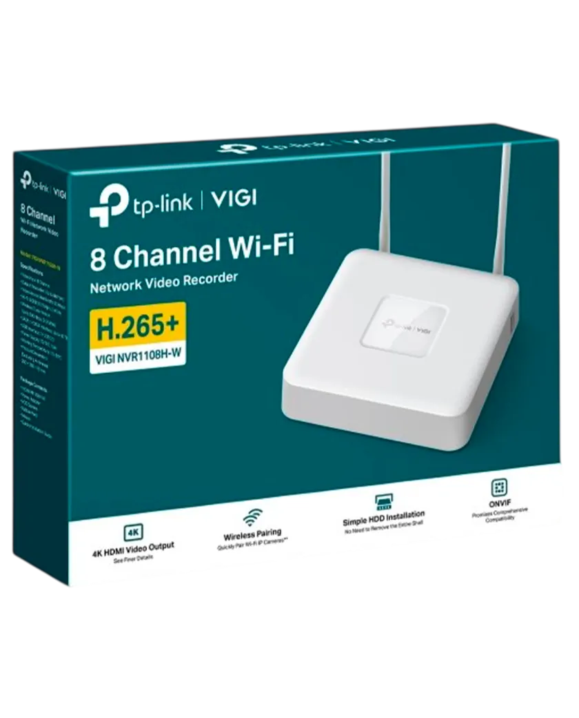 TP-Link VIGI NVR1108H-W / 8-канальный сетевой видеорегистратор с поддержкой PoE+ и Wi-Fi