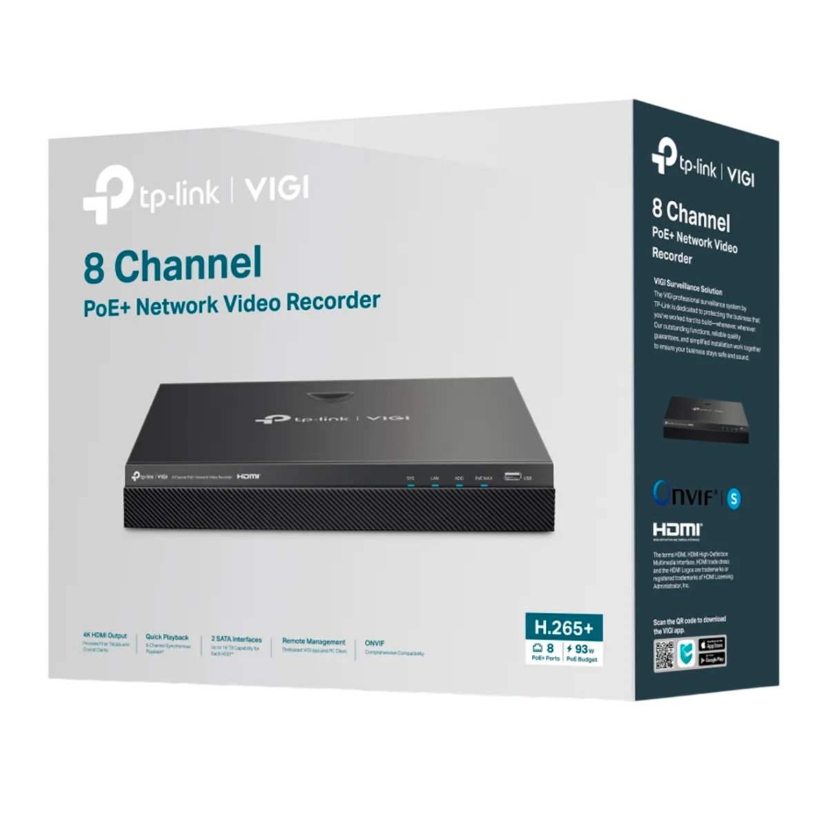 TP-Link VIGI NVR2008H-8MP / 8-канальный сетевой видеорегистратор с поддержкой PoE+