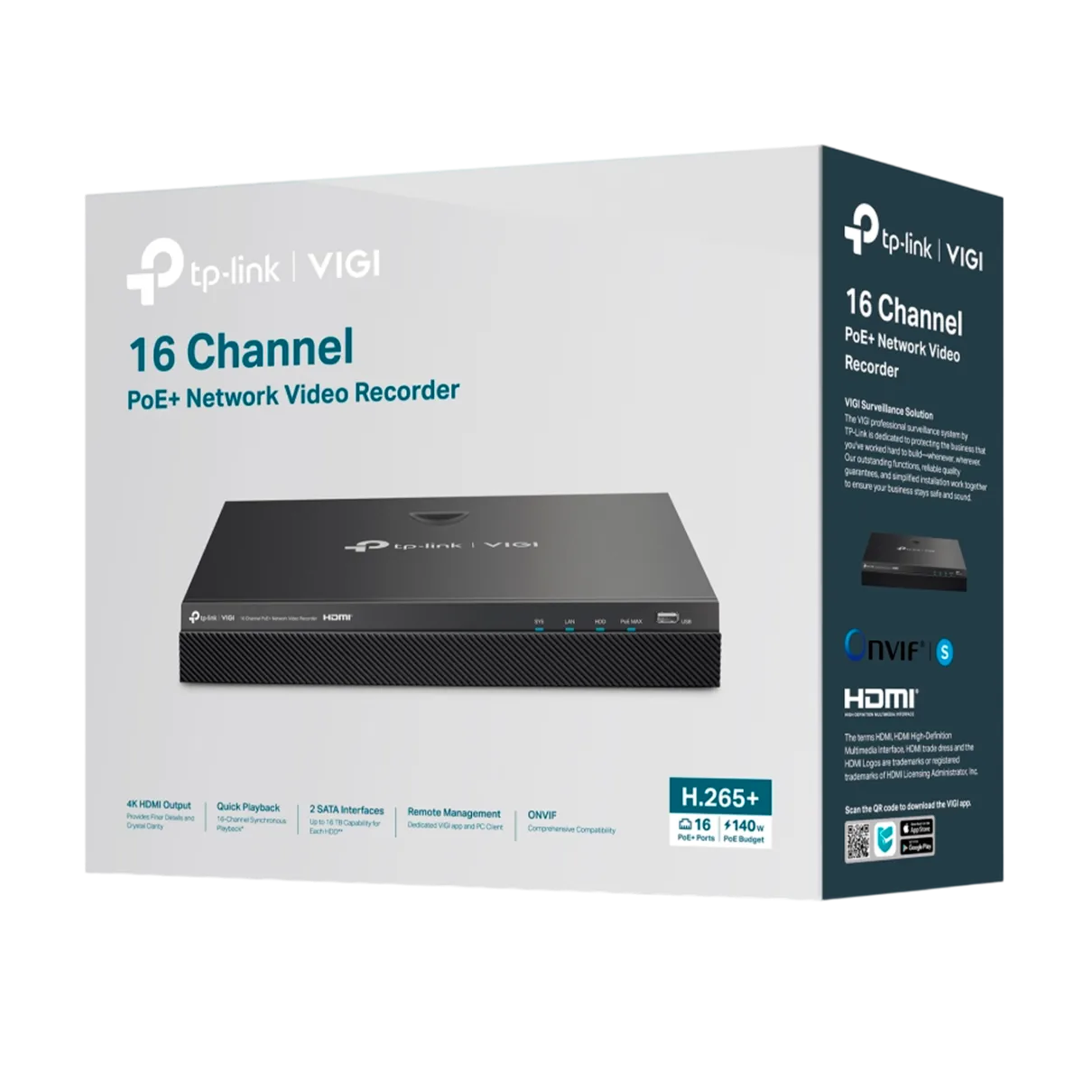 TP-Link VIGI NVR2016H-16MP / 16-канальный сетевой видеорегистратор с поддержкой PoE+