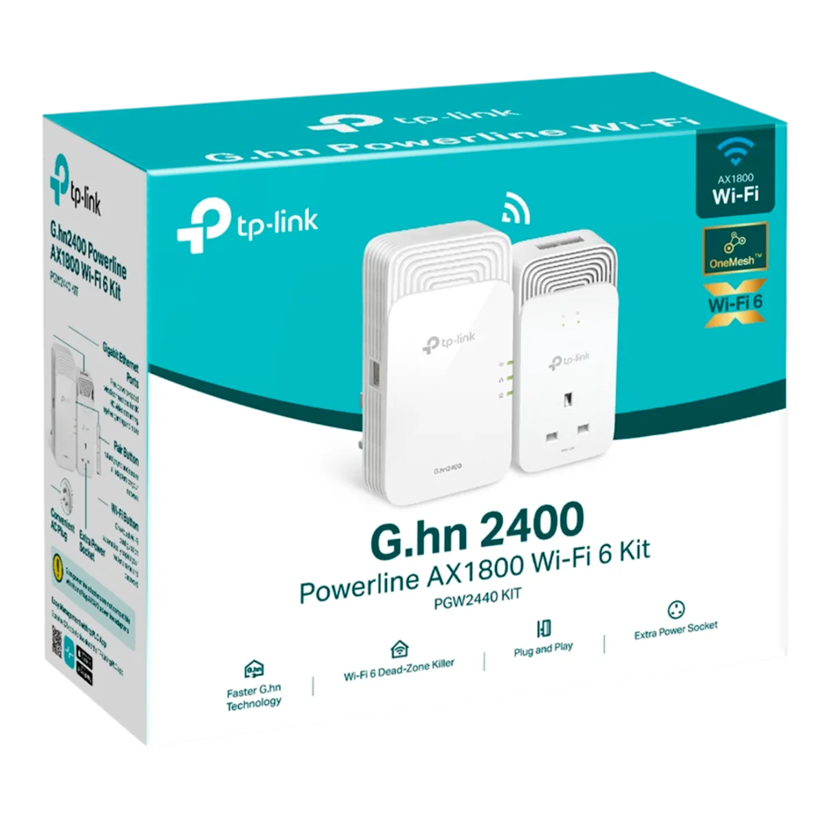 TP-Link PGW2440 KIT / G.hn2400 Комплект гигабитных Powerline-адаптеров с AX1800 Wi-Fi 6