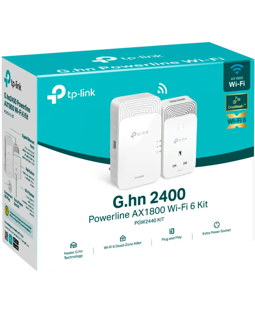 TP-Link PGW2440 KIT / G.hn2400 Комплект гигабитных Powerline-адаптеров с AX1800 Wi-Fi 6