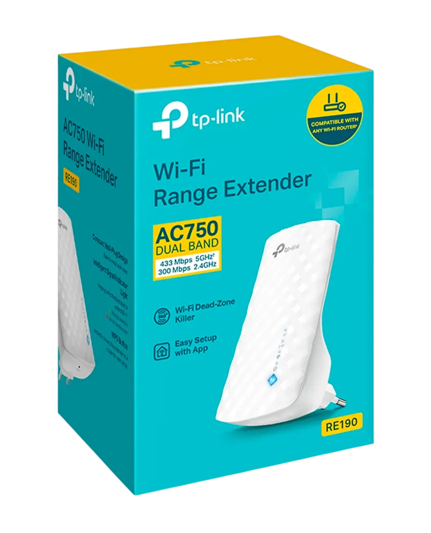 TP-Link RE190 / AC750 Двухдиапазонный усилитель сигнала Wi-Fi 5 с поддержкой Mesh