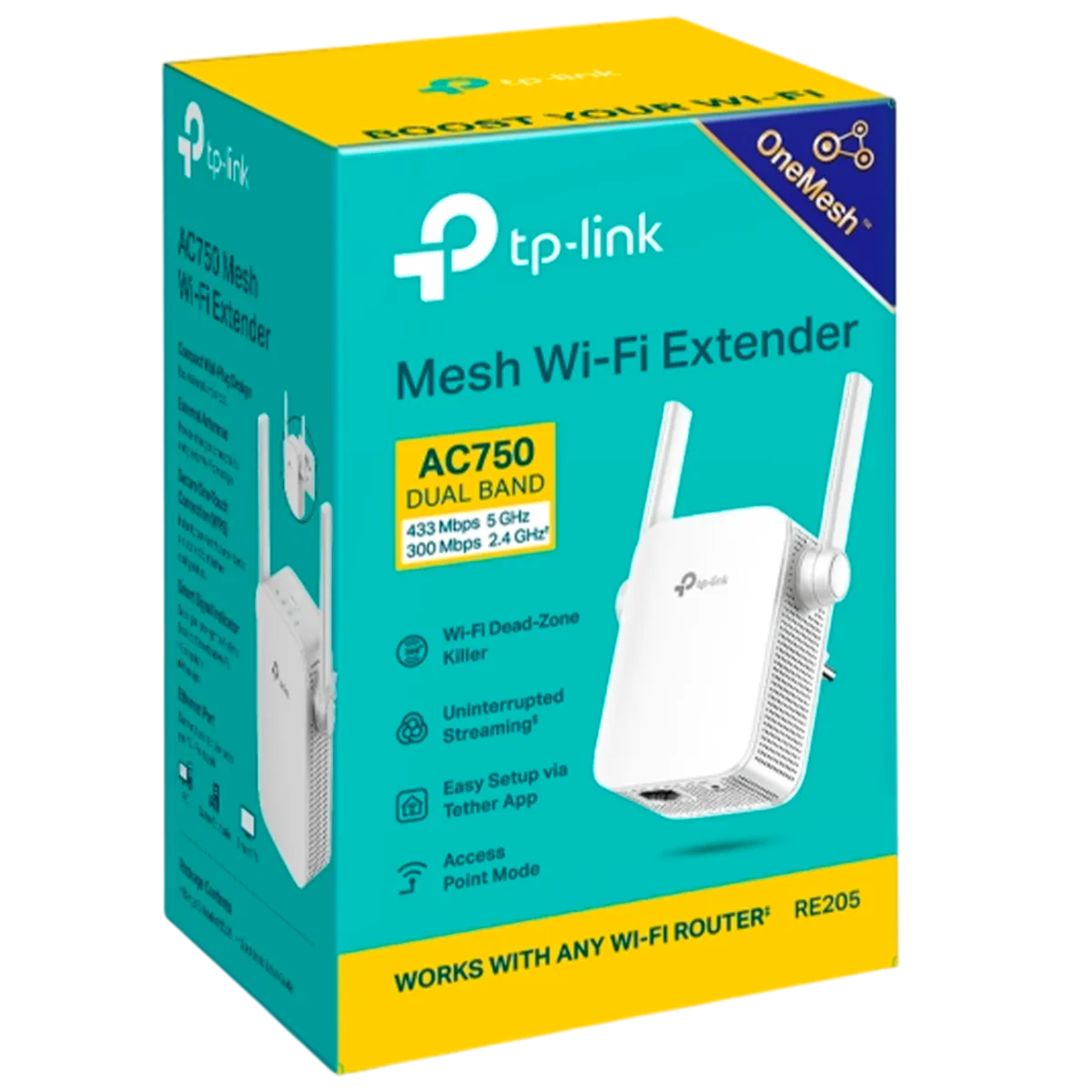 TP-Link RE205 / AC750 Двухдиапазонный усилитель сигнала Wi-Fi 5 с поддержкой Mesh
