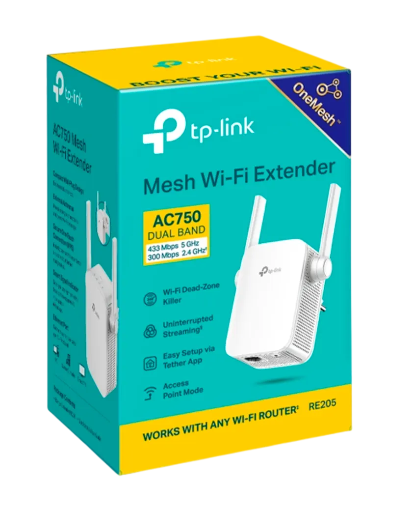 TP-Link RE205 / AC750 Двухдиапазонный усилитель сигнала Wi-Fi 5 с поддержкой Mesh